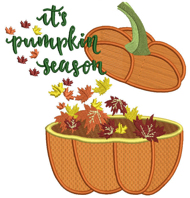 It's Pumpkin Season Filled Machine Embroidery Design Digitized Pattern