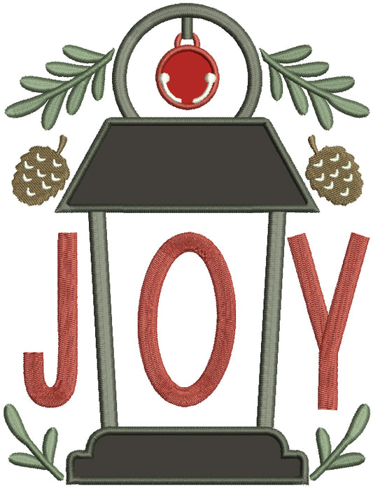 JOY Lantern With Christmas Ornament Christmas Applique Machine Embroidery Design Digitized Pattern