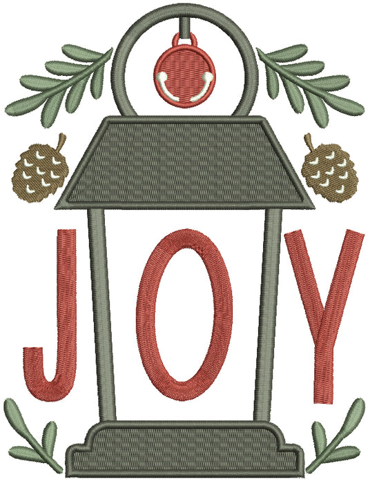JOY Lantern With Christmas Ornament Christmas Filled Machine Embroidery Design Digitized Pattern