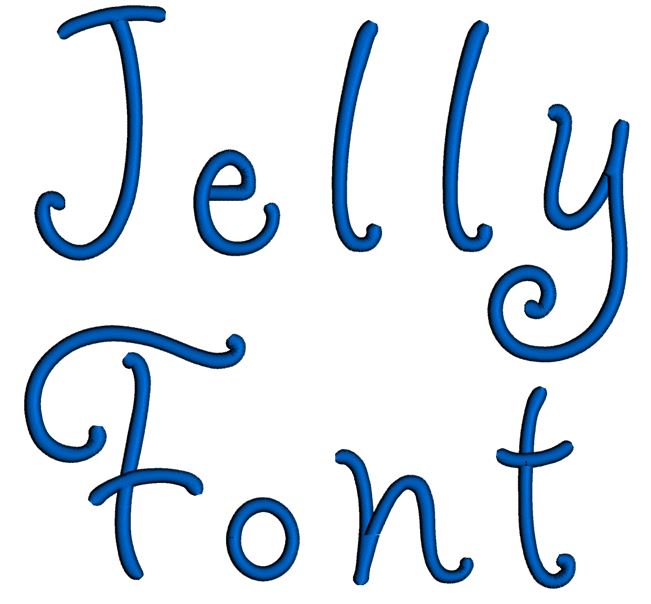 Jelly Bean Machine Embroidery Font Satin Upper and Lower Case 1 2 3 inches