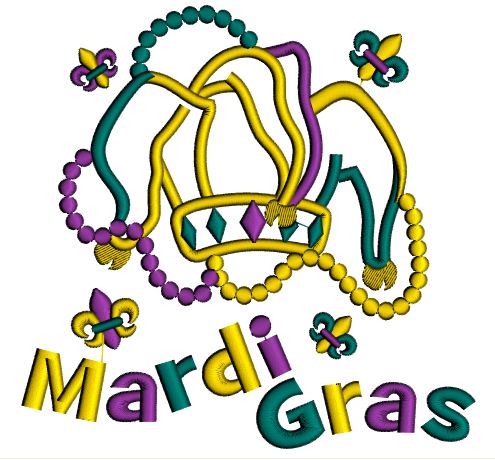 Jester Hat Mardi Gras Applique Machine Embroidery Digitized Design Pattern
