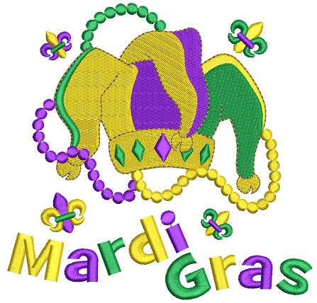 Jester Hat Mardi Gras Filled Machine Embroidery Digitized Design Pattern