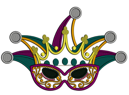 Jester's Mask Mardi Gras Applique Machine Embroidery Design Digitized Pattern