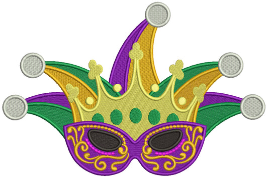 Jester's Mask Mardi Gras Filled Machine Embroidery Design Digitized Pattern