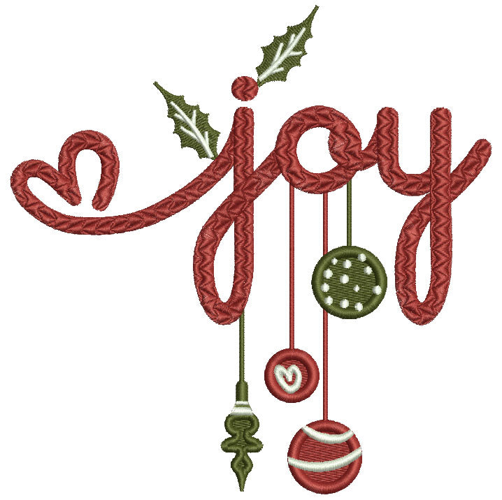 Joy Christmas Beautiful Ornaments Filled Machine Embroidery Design Digitized Pattern