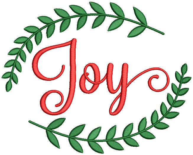 Joy Christmas Branches Filled Machine Embroidery Design Digitized Pattern