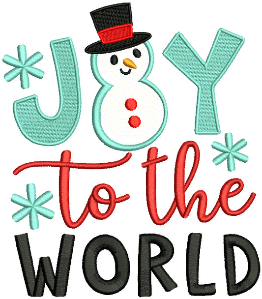 Joy To The World Snowman Christmas Applique Machine Embroidery Design Digitized Pattern