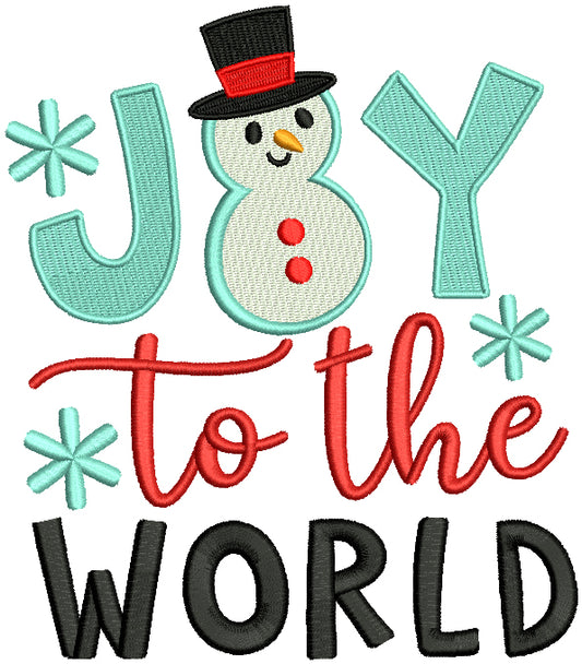 Joy To The World Snowman Christmas Filled Machine Embroidery Design Digitized Pattern