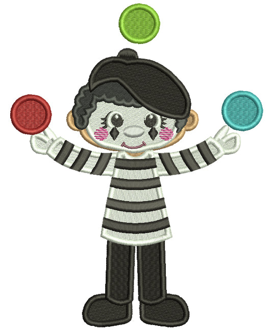 Juggling Circus Boy Filled Machine Embroidery Design Digitized Pattern