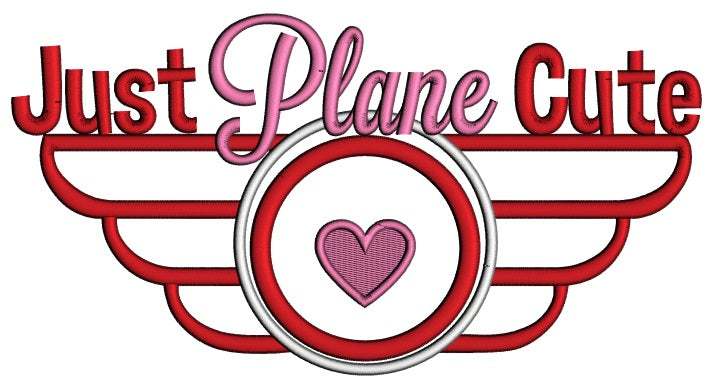 Just Plance Cute Love Aviation Applique Machine Embroidery Design Digitized Pattern