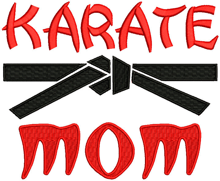 Karate Mom Applique Machine Embroidery Design Digitized Pattern