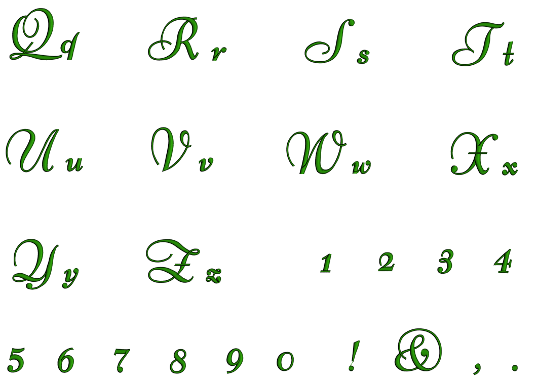 Kasper Font Machine Embroidery Script Upper and Lower Case 1 2 3 inche ...