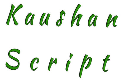 Kaushan Font Machine Embroidery Script Upper and Lower Case 1 2 3 inches