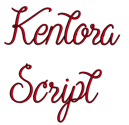 Kentora Script Machine Embroidery Font Upper and Lower Case 1 2 3 inches