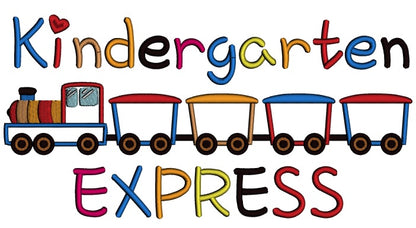 Kindergarten Express Choocho Train Applique Machine Embroidery Design Digitized Pattern