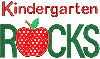 Kindergarten Rocks Apple Applique Machine Embroidery Digitized Design Pattern