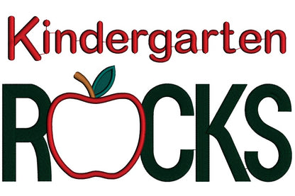 Kindergarten Rocks Apple Applique Machine Embroidery Digitized Design Pattern