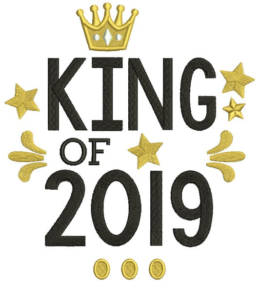 King Of 2019 New Year Filled Machine Embroidery Design Digitized Pattern