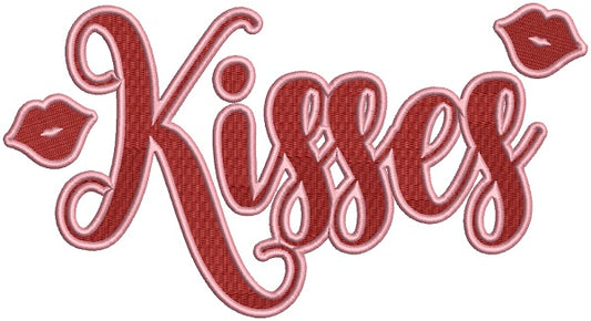 Kisses Lips Filled Valentine's Day Machine Embroidery Design Digitized Pattern