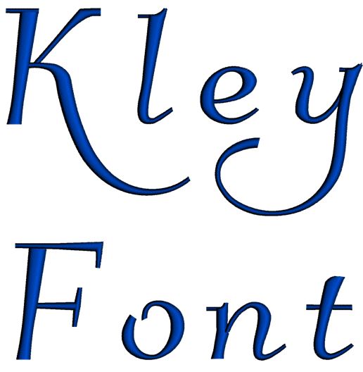 Kley Font Machine Embroidery Script Upper and Lower Case 1 2 3 inches