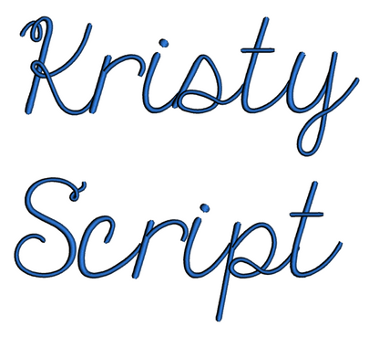 Kristy Font Machine Embroidery Script Upper and Lower Case 1 2 3 inches