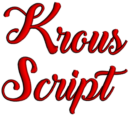 Krous Font Machine Embroidery Script Upper and Lower Case 1 2 3 inches