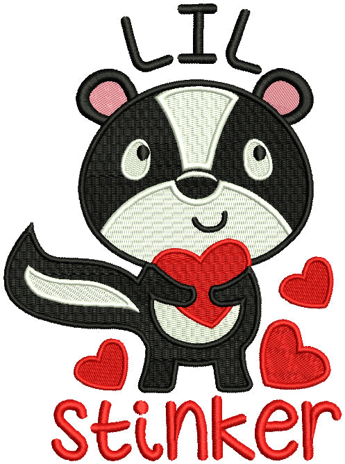 LIL Stinker Cute Little Skunk Holding a Heart Love Filled Machine Embroidery Design Digitized Pattern