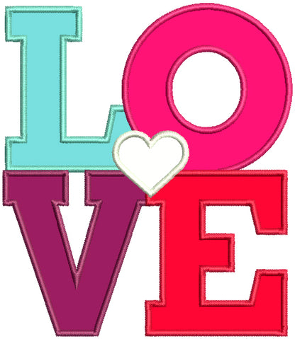LOVE With Little Heart Applique Machine Embroidery Design Digitized Pattern