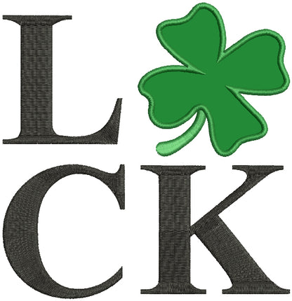 LUCK Shamrock St. Patricks Applique Machine Embroidery Design Digitized Pattern