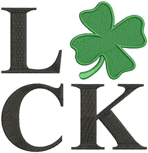 LUCK Shamrock St. Patricks Filled Machine Embroidery Design Digitized Pattern