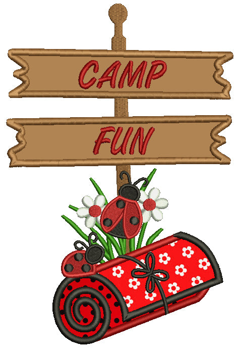 Ladybug Camp Fun Applique Machine Embroidery Design Digitized Pattern
