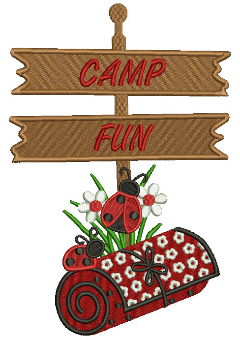 Ladybug Camp Fun Filled Machine Embroidery Design Digitized Pattern