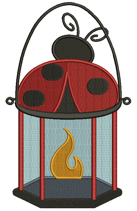 Ladybug Lantern Camping Lamp Filled Machine Embroidery Design Digitized Pattern