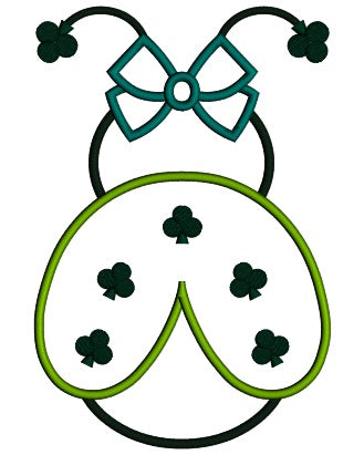 Ladybug With Shamrocks Applique St. Patrick's Day Machine Embroidery Design Digitized Pattern