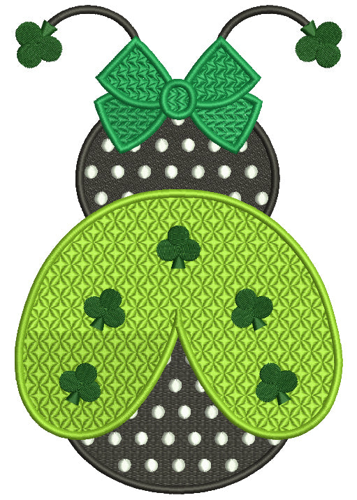 Ladybug With Shamrocks Filled St. Patrick's Day Machine Embroidery Design Digitized Pattern
