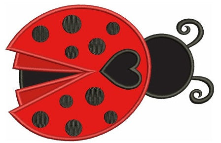 Ladybug with a Heart Applique Machine Embroidery Digitized Design Pattern - Instant Download - 4x4 , 5x7, and 6x10 -hoops