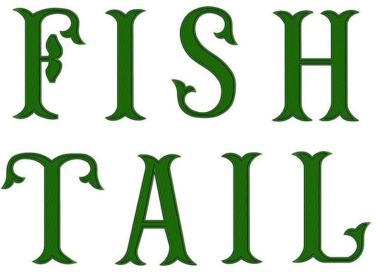 Large Fish Tail Satin Stitch Embroidery Monogram Font Upper Case Digitized -Instant Download 4 5 6 inch