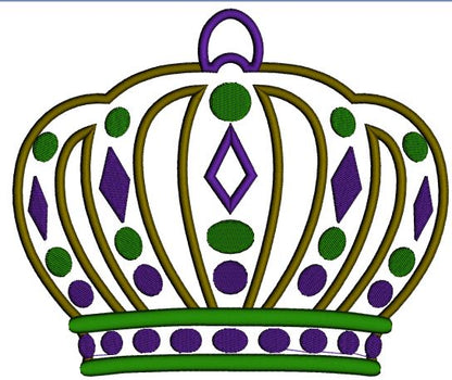 Large Mardi Gras Crown Applique Machine Embroidery Digitized Design Pattern
