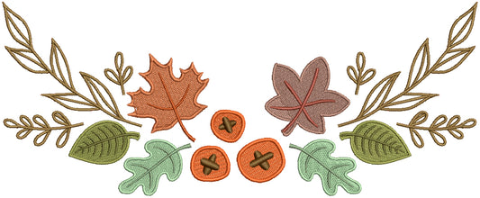 Leaves And Branches Arrangement Fall Filled Machine Embroidery Design Digitized Pattern
