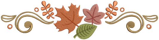 Leaves Arrangement Fall Filled Machine Embroidery Design Digitized Pattern