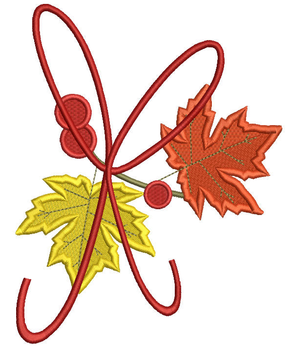 Leaves Tied in a Beautiful Knot Filled Machine Embroidery Digitized Design Pattern