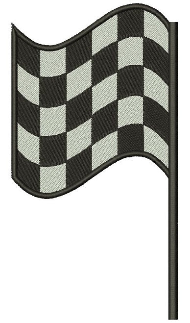 Left Checkered Flag Car Racing Sports Filled Machine Embroidery Design Digitized Pattern
