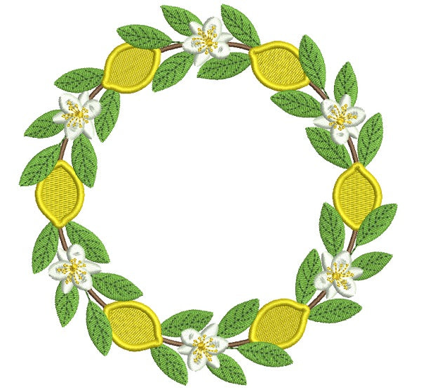 Lemon Wreath Filled Machine Embroidery Design Digitized Pattern