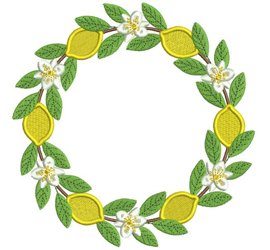 Lemon Wreath Filled Machine Embroidery Design Digitized Pattern