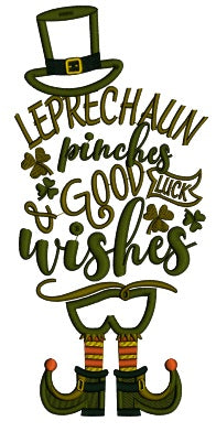 Leprechaun Pinches And Good Luck Wishes St.Patrick's Day Applique Machine Embroidery Design Digitized Pattern