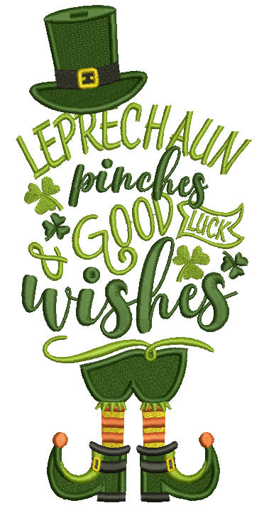 Leprechaun Pinches And Good Luck Wishes St.Patrick's Day Filled Machine Embroidery Design Digitized Pattern