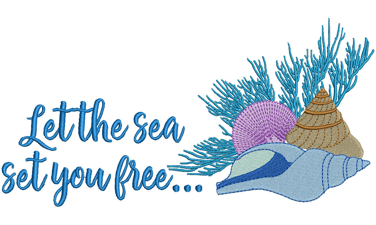 Let The Sea Get You Free Filled Machine Embroidery Design Digitized Pattern