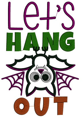 Let's Hand Out Cute Little Bat Halloween Applique Machine Embroidery Design Digitized Pattern