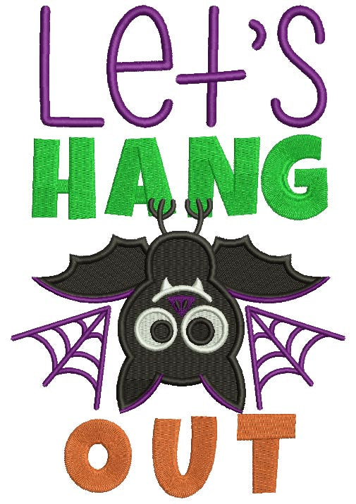 Let's Hand Out Cute Little Bat Halloween Filled Machine Embroidery Design Digitized Pattern