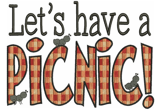 Lets Have a picnic Filled Machine Embroidery Digitized Design Pattern